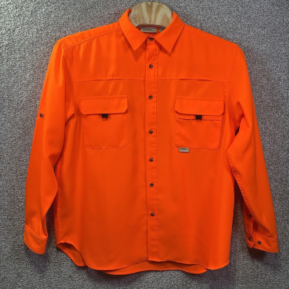 NWOT Gander Mountain Shirt Mens XL Orange Solid Long Sleeve Snap Front Hunting